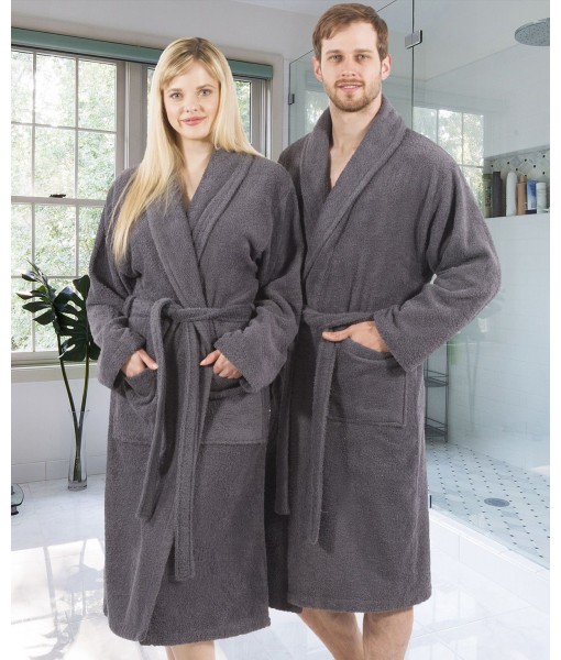 100% Turkish Cotton Personalized Terry Bath Robe - Gray