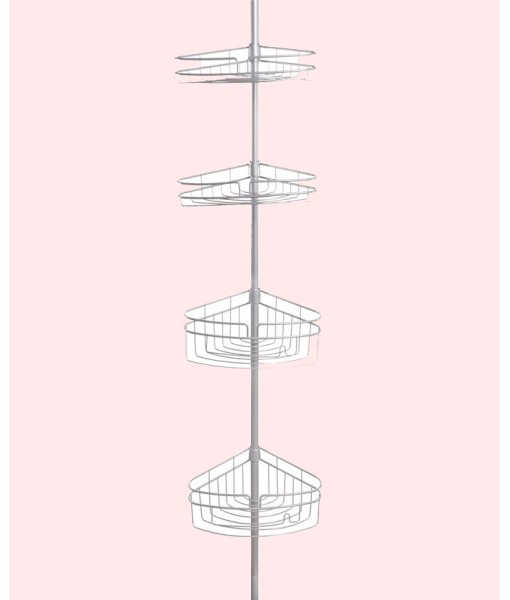 4-Tier Spring Tension Shower Corner Pole Caddy with Razor Holder